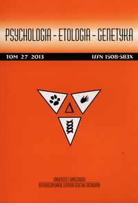 Psychologia - Etologia - Genetyka. Tom 27/2013