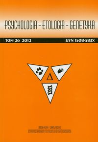 Psychologia - Etologia - Genetyka. Tom 26/2012