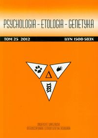 Psychologia - Etologia - Genetyka. Tom 25/2012