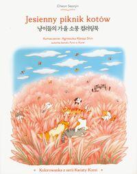 Jesienny piknik kotów. Kolorowanka